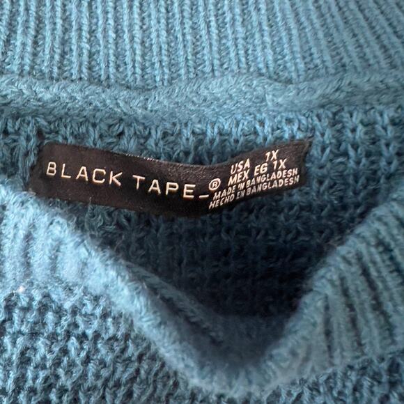 Black Tape Teal Blue Textured Knit Long Modest Pullover Sweater Plus Size 1x New - Picture 4 of 8